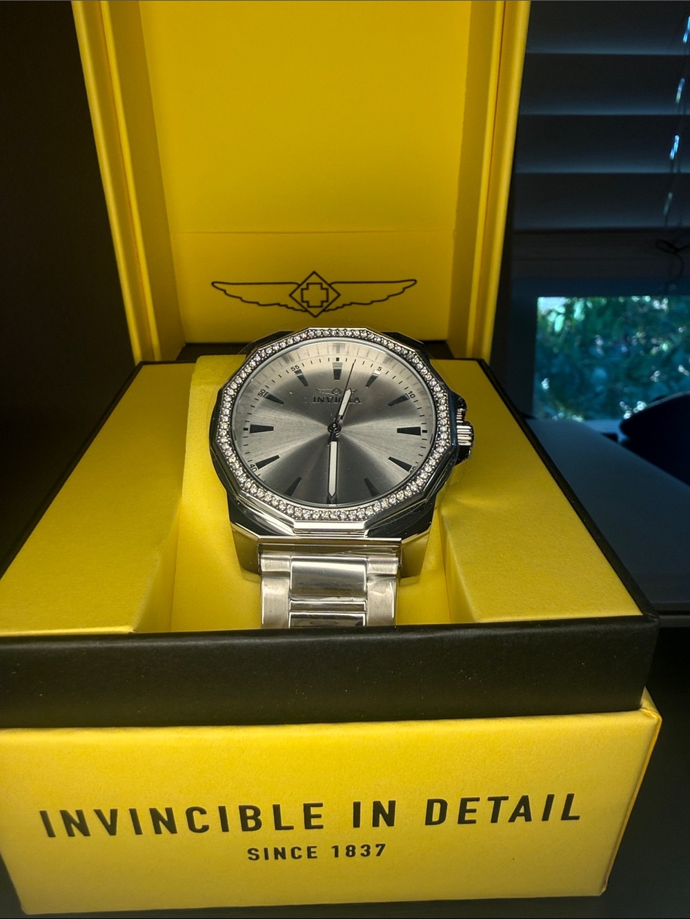 Invicta Silver Men's Bracelet Watch with Crystal Bezel